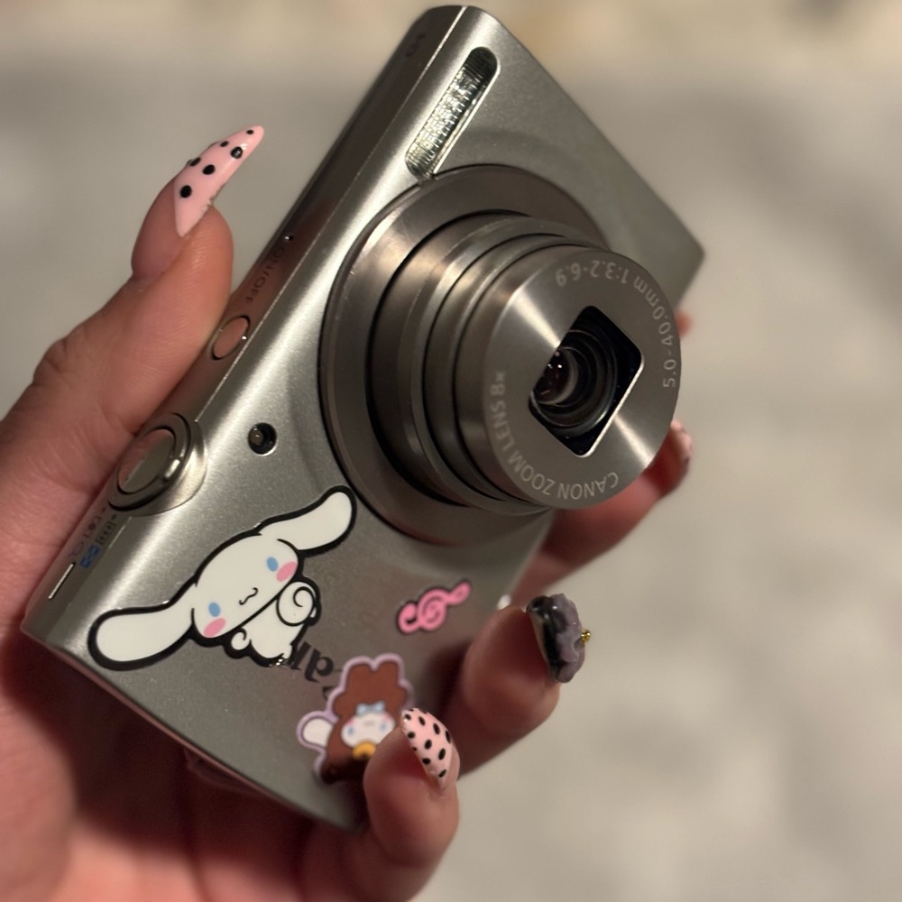 Canon Metallic Gray Camera with Fun Stickers